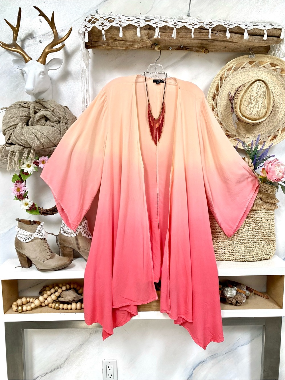 Sherbet OMBRE boho duster w resort vacay shabby chic beach hippy vibe